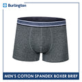 Burlington Men's Cotton Spandex Boxer Brief 1 piece GTMBBFS3 (Limited Time Offer)