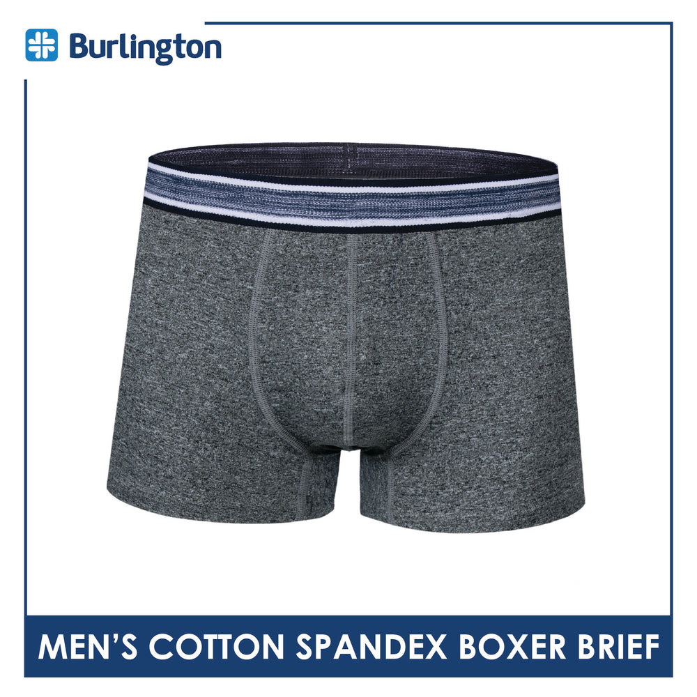 Burlington Men's Cotton Spandex Boxer Brief 1 piece GTMBBFS3 (Limited Time Offer)
