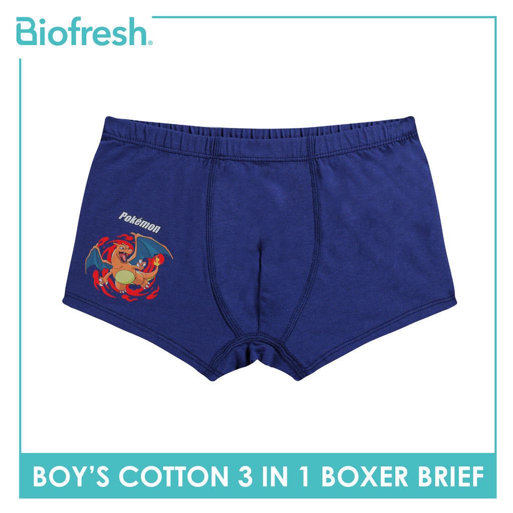 Biofresh | Pokemon Boys’ Antimicrobial Cotton Boxer Brief 3 pieces in a pack PKBBBG531
