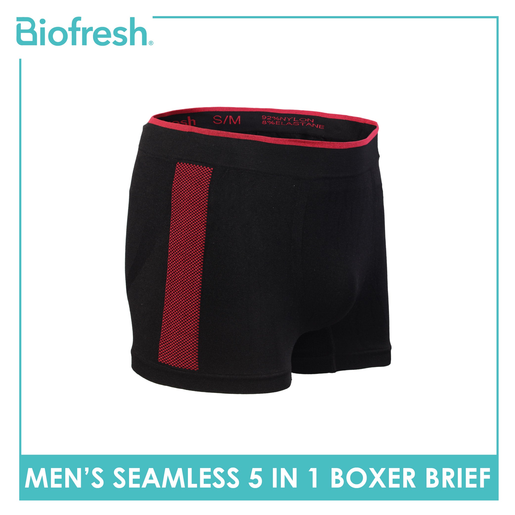 Biofresh Men's OVERRUNS Seamless Boxer Brief 5 pieces in 1 pack OUMBBGCO