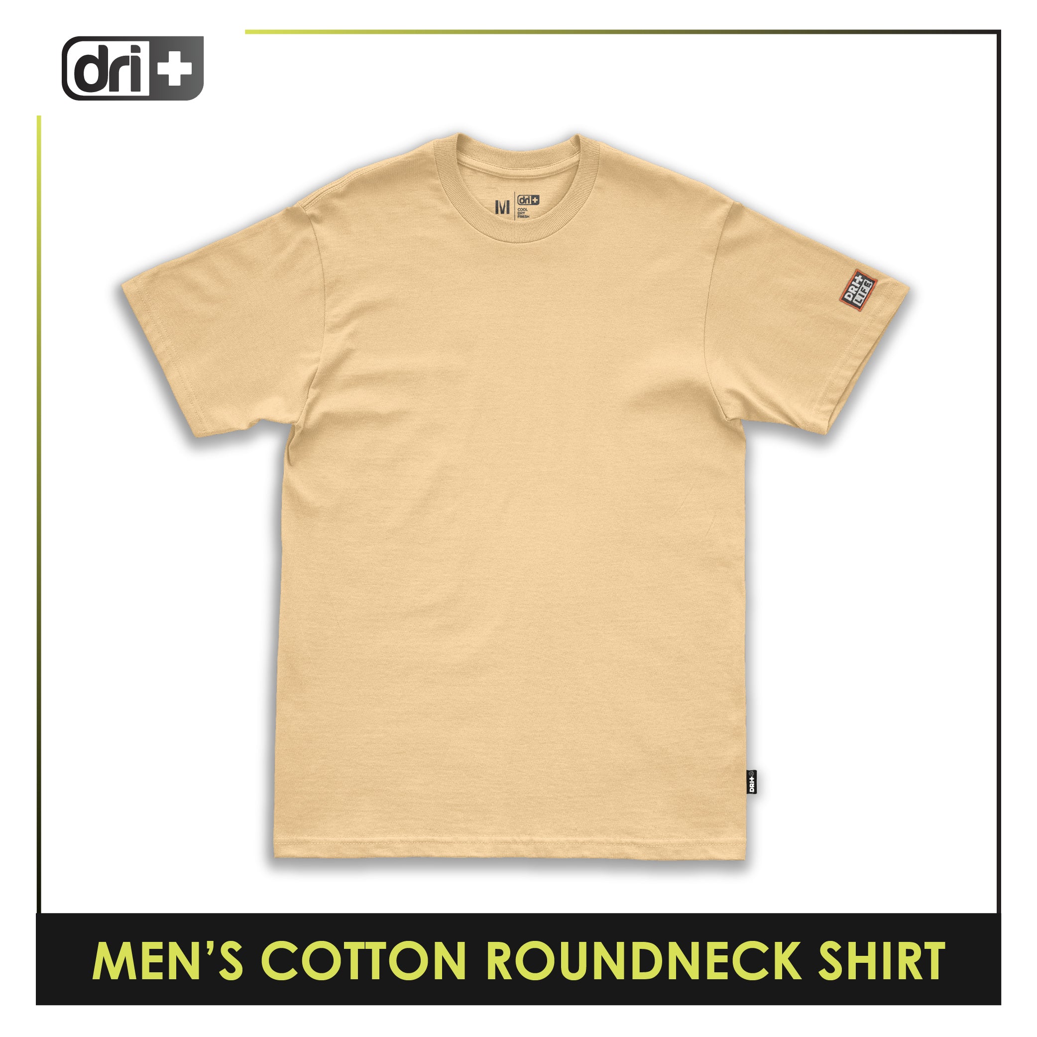 Dri Plus Men’s Anti-Odor Sweat Wicking Cotton Plain Roundneck Shirt 1 piece DUMSRC523