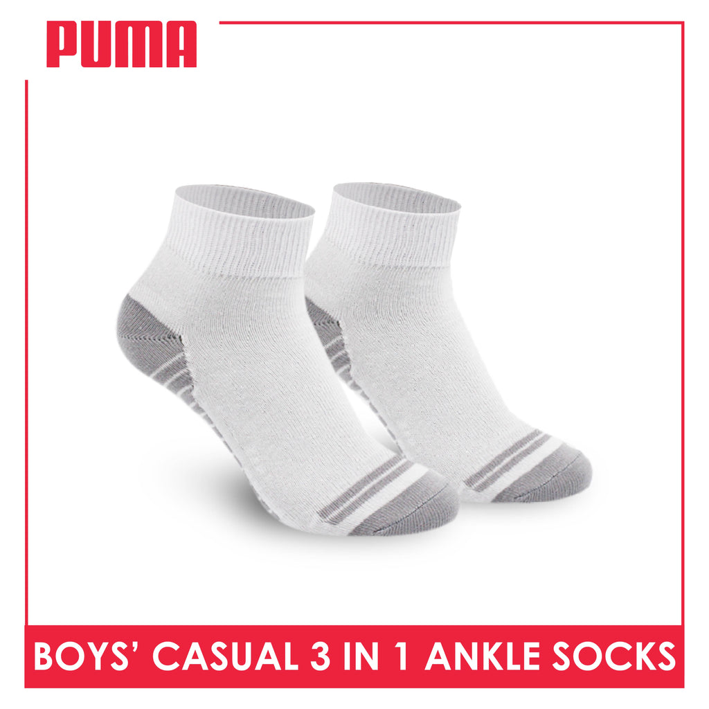 Puma Boys’ Cotton Lite Thin Casual Ankle Socks 3 pairs in a pack PBCKG20