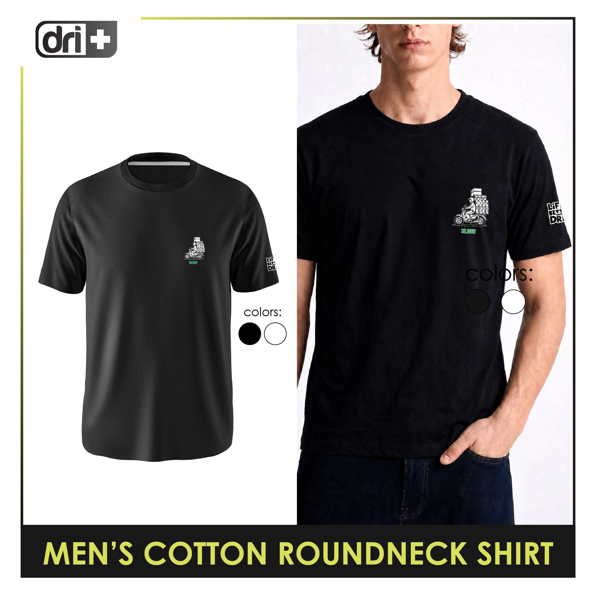 Dri plus Men's Cooltura Anti-Odor Sweat Wicking Cotton Roundneck Shirt Collection 1 piece DUMSRC614
