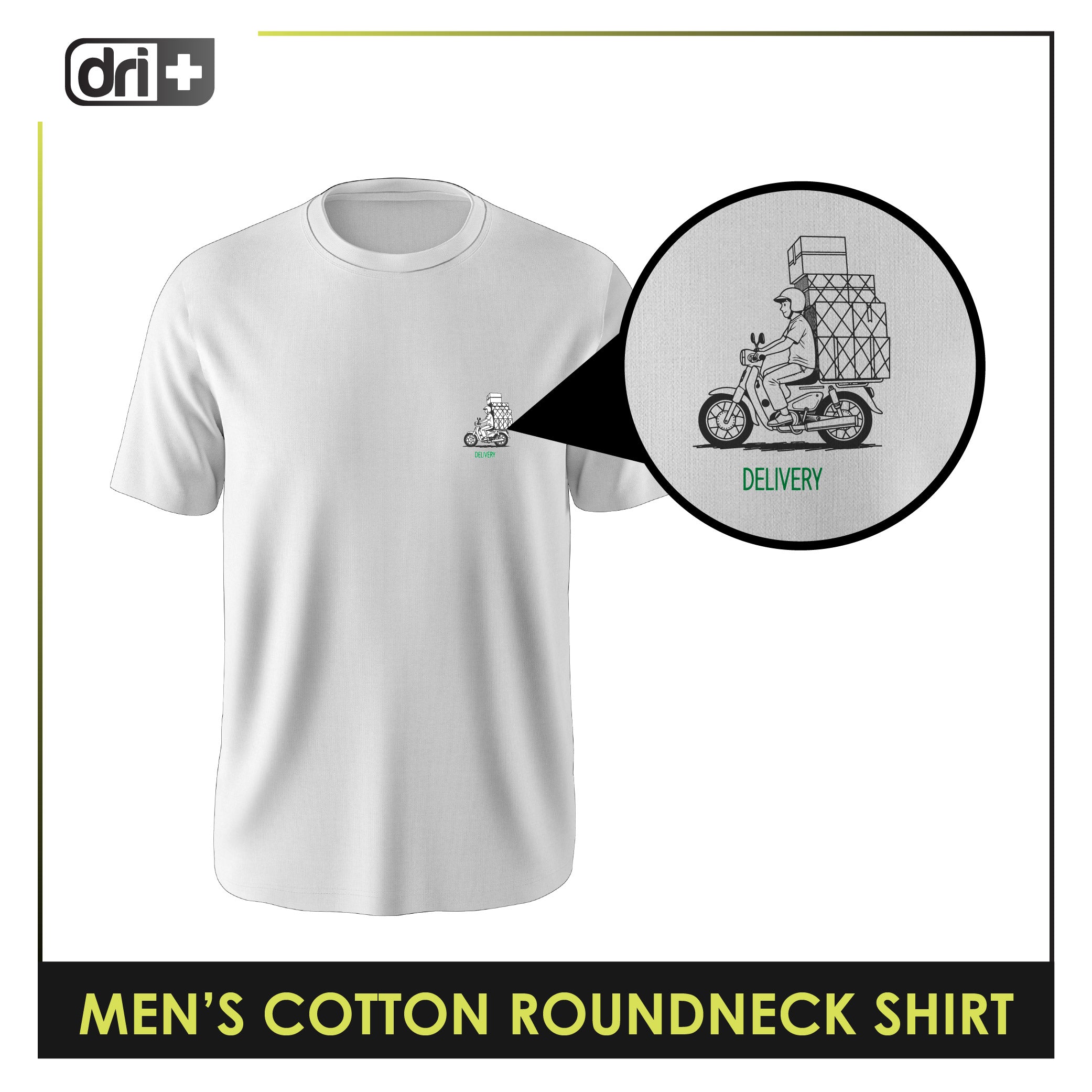 Dri plus Men's Cooltura Anti-Odor Sweat Wicking Cotton Roundneck Shirt Collection 1 piece DUMSRC614