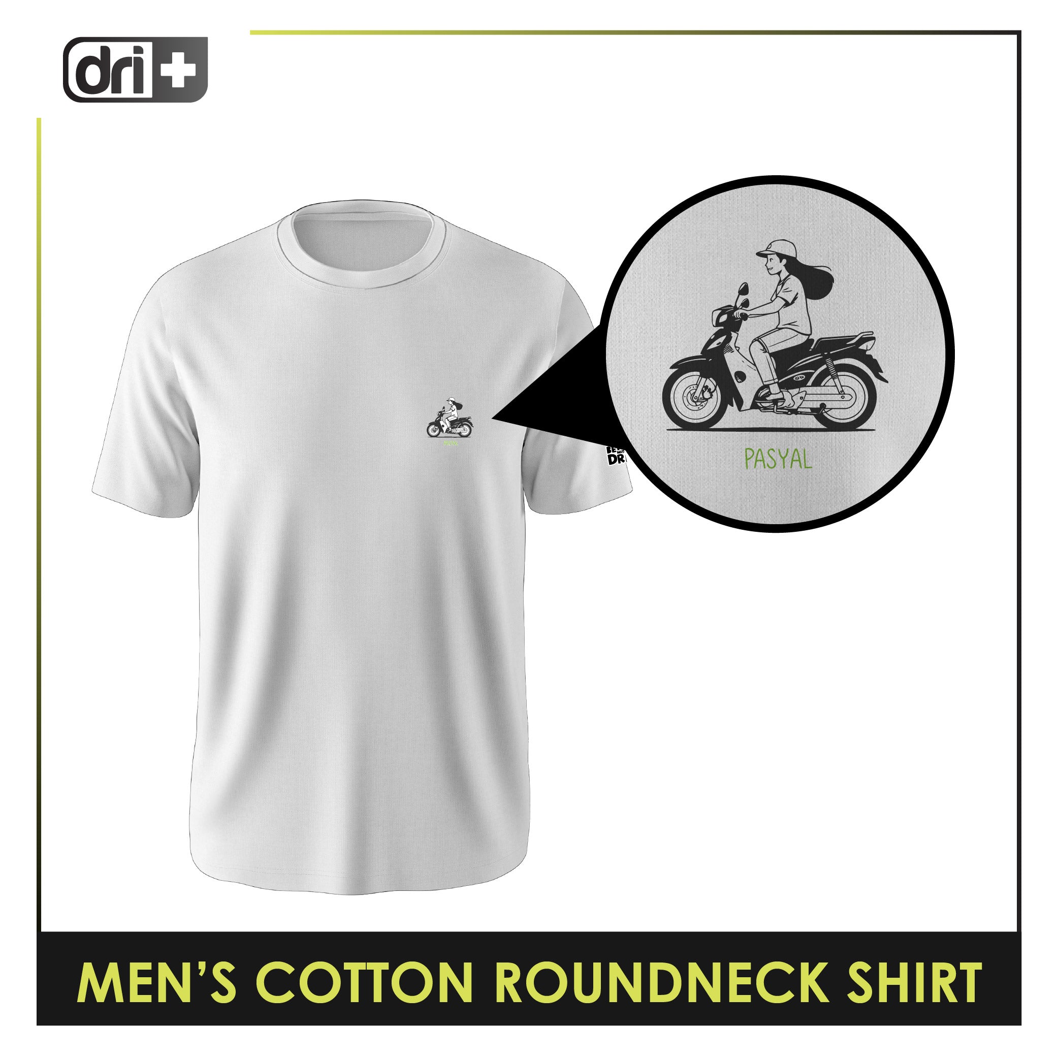 Dri plus Men's Cooltura Anti-Odor Sweat Wicking Cotton Roundneck Shirt Collection 1 piece DUMSRC614
