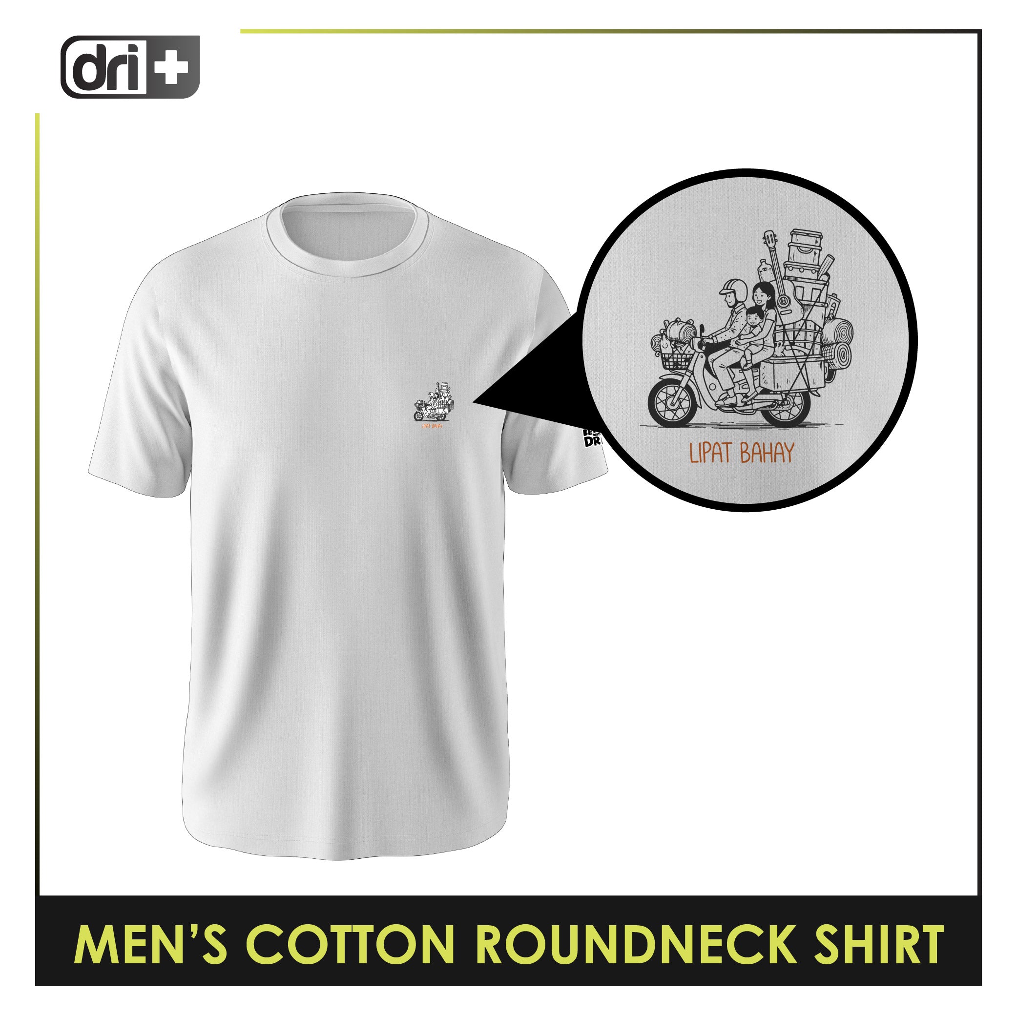 Dri plus Men's Cooltura Anti-Odor Sweat Wicking Cotton Roundneck Shirt Collection 1 piece DUMSRC614