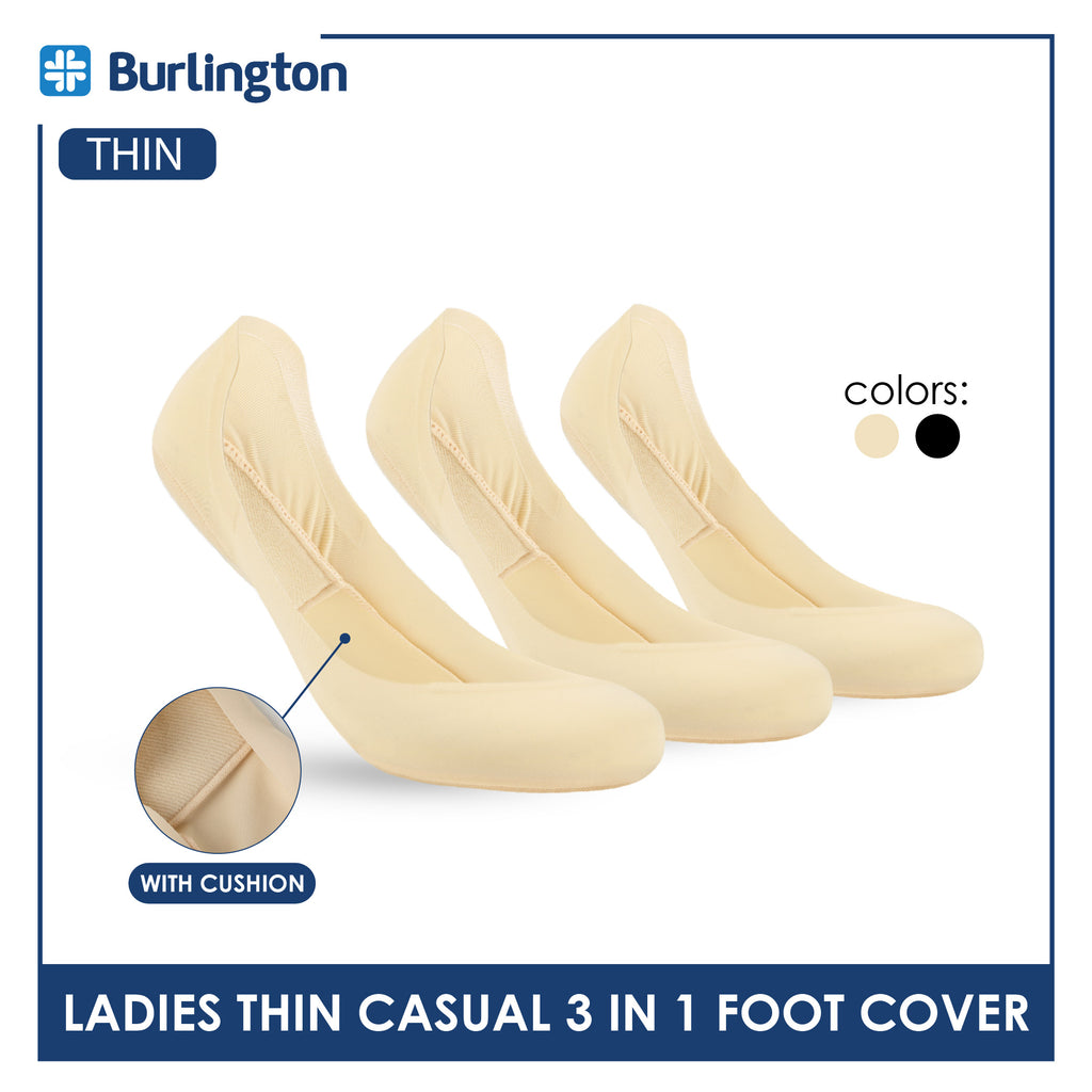 Burlington Ladies' Thin Casual Foot Cover with Cushion 3 pairs in a pack BLCFG631