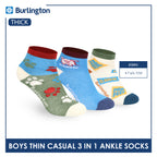 Burlington Boys’ Cotton Thin Casual Ankle Socks 3 pairs in 1 pack BBCG616