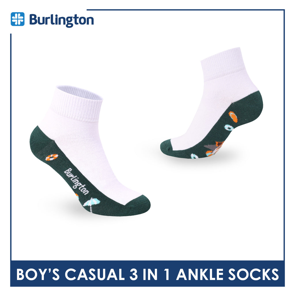 Burlington Boys’ Cotton Casual Ankle Socks 3 pairs in 1 pack BBCKG83