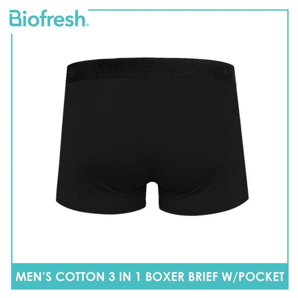 Biofresh Men's Antimicrobial Cotton Boxer Brief with Pocket 3 pieces in a pack UMBBG531
