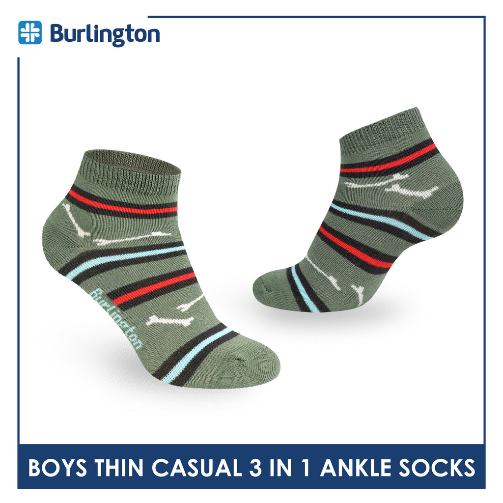 Burlington Boys’ Cotton Thin Casual Ankle Socks 3 pairs in 1 pack BBCG614