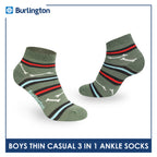 Burlington Boys’ Cotton Thin Casual Ankle Socks 3 pairs in 1 pack BBCG614