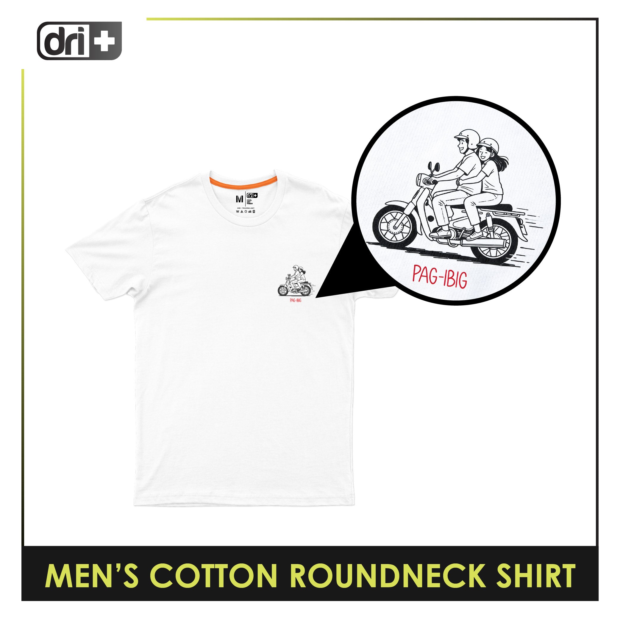 Dri plus Men's Cooltura Anti-Odor Sweat Wicking Cotton Roundneck Shirt Collection 1 piece DUMSRC614