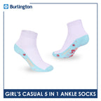 Burlington Girls’ Cotton Thin Casual Ankle Socks 5 pairs in 1 pack BGCKG2F