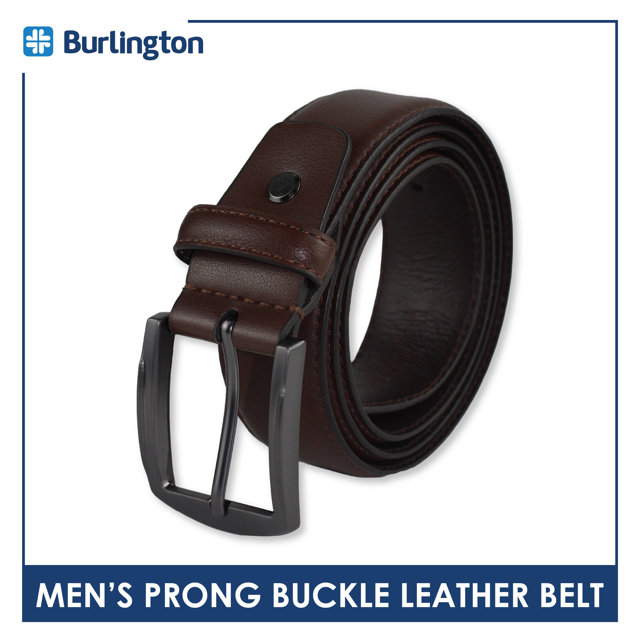 Burlington Men's Prong Buckle Genuine Leather Belt 1 piece JMLP511