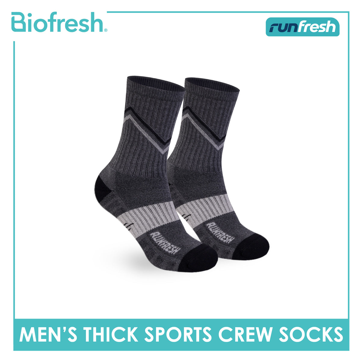 Biofresh Runfresh Men's Antimicrobial Cotton Thick Sports Crew Socks 1 pair RRMS611