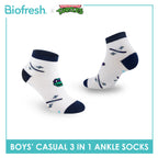 Biofresh | TMNT Boys’ Antimicrobial Cotton Lite Casual Ankle Socks 3 pairs in 1 pack NTRBCG534