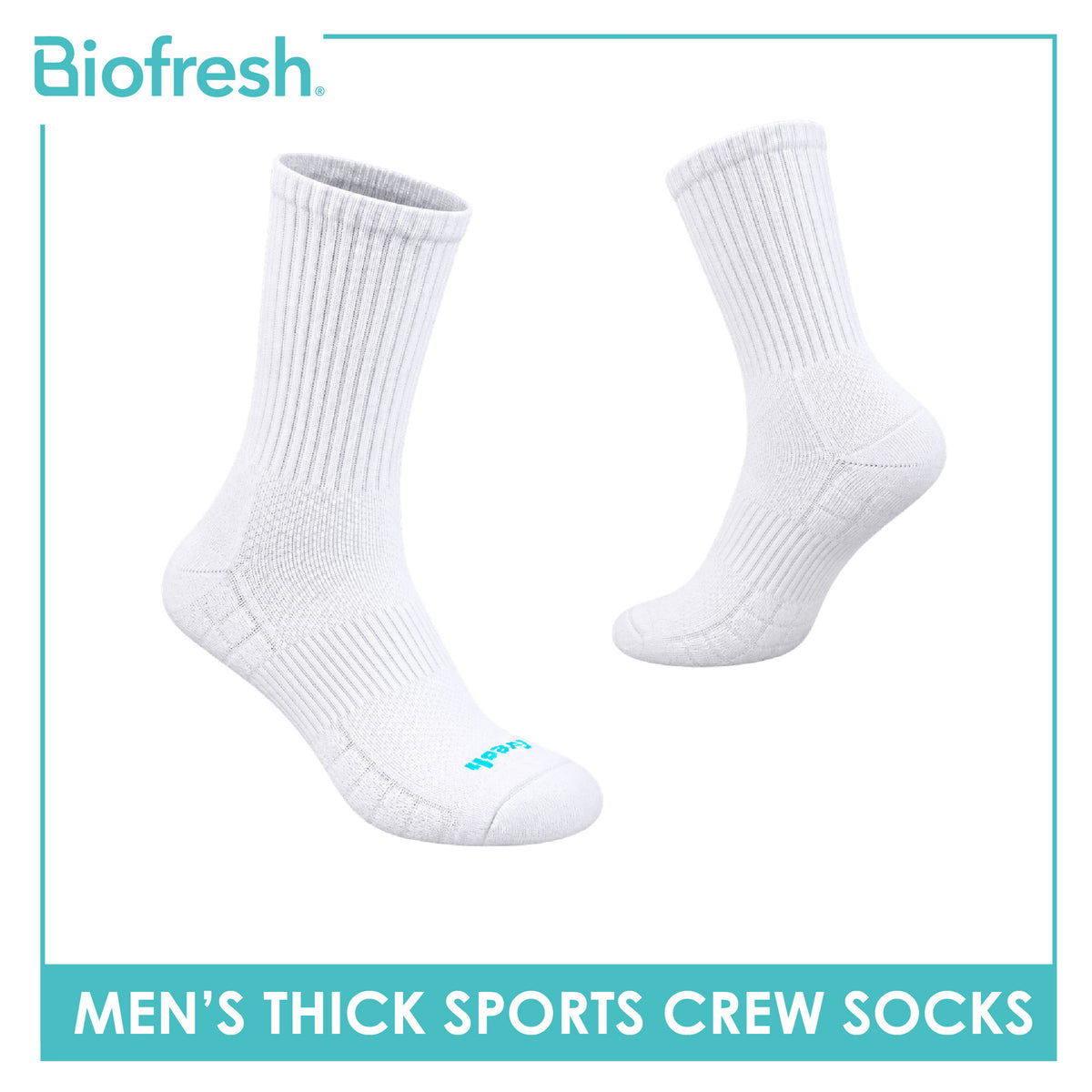 Biofresh Men's Antimicrobial Cotton Thick Sports Crew Socks 1 pair RMS631