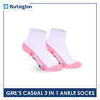 Burlington Girls’ Cotton Casual Ankle Socks 3 pairs in 1 pack BGCKG70