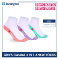 Burlington Girls’ Cotton Casual Ankle Socks 3 pairs in 1 pack BGCKG69