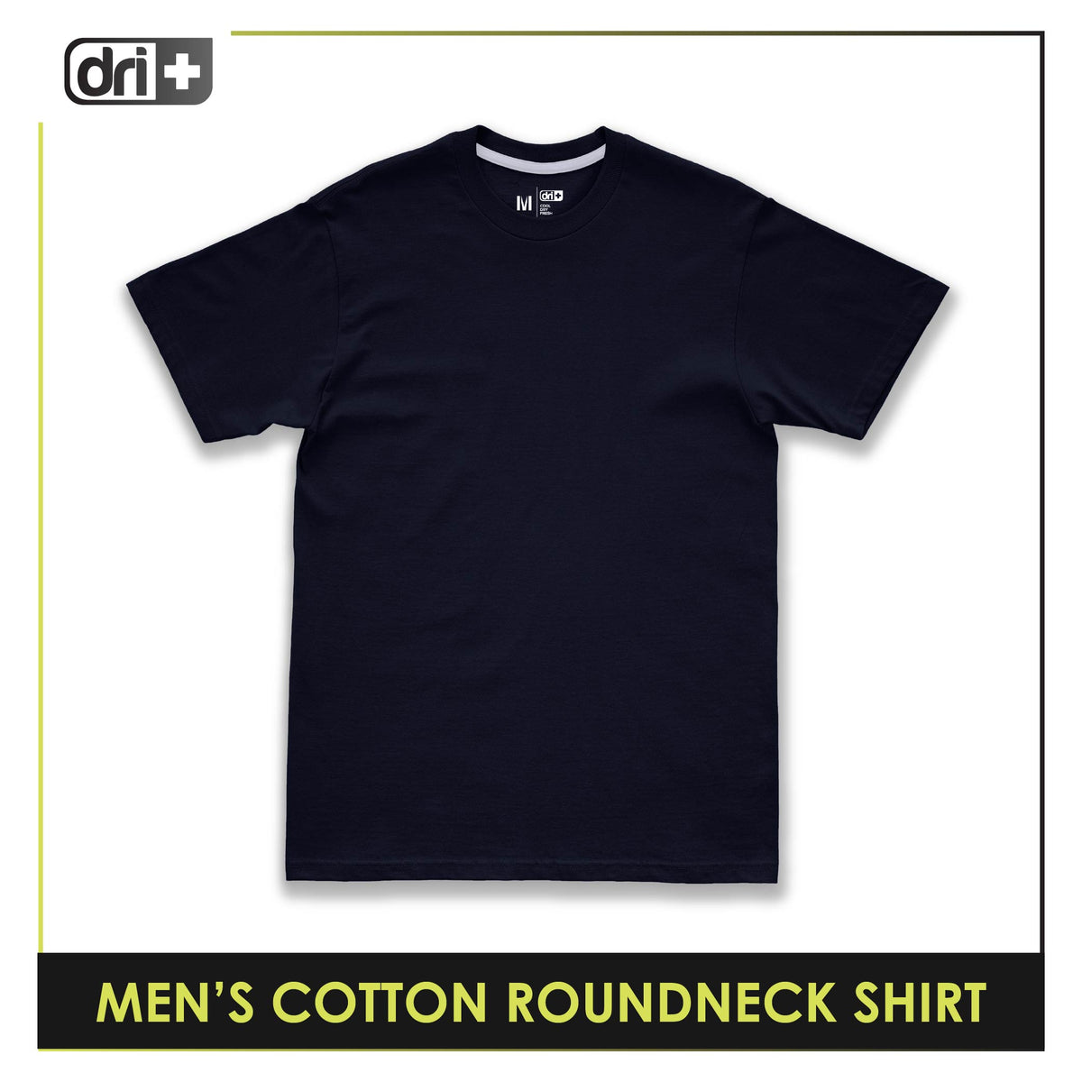 Dri Plus Men’s Anti-Odor Sweat Wicking Cotton Plain Roundneck Shirt 1 piece DUMSRC627