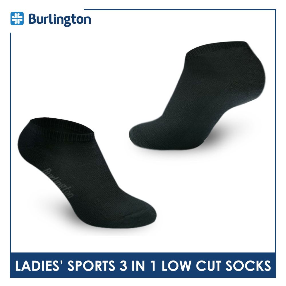 Burlington Ladies' Cotton Lite Thick Sports Low Cut Socks 3 pairs in 1 pack BLL-220