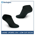 Burlington Ladies' Cotton Lite Thick Sports Low Cut Socks 3 pairs in 1 pack BLL-220
