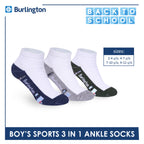 Burlington Boys’ Cotton Sports Ankle Socks 3 pairs in 1 pack BBSKG40