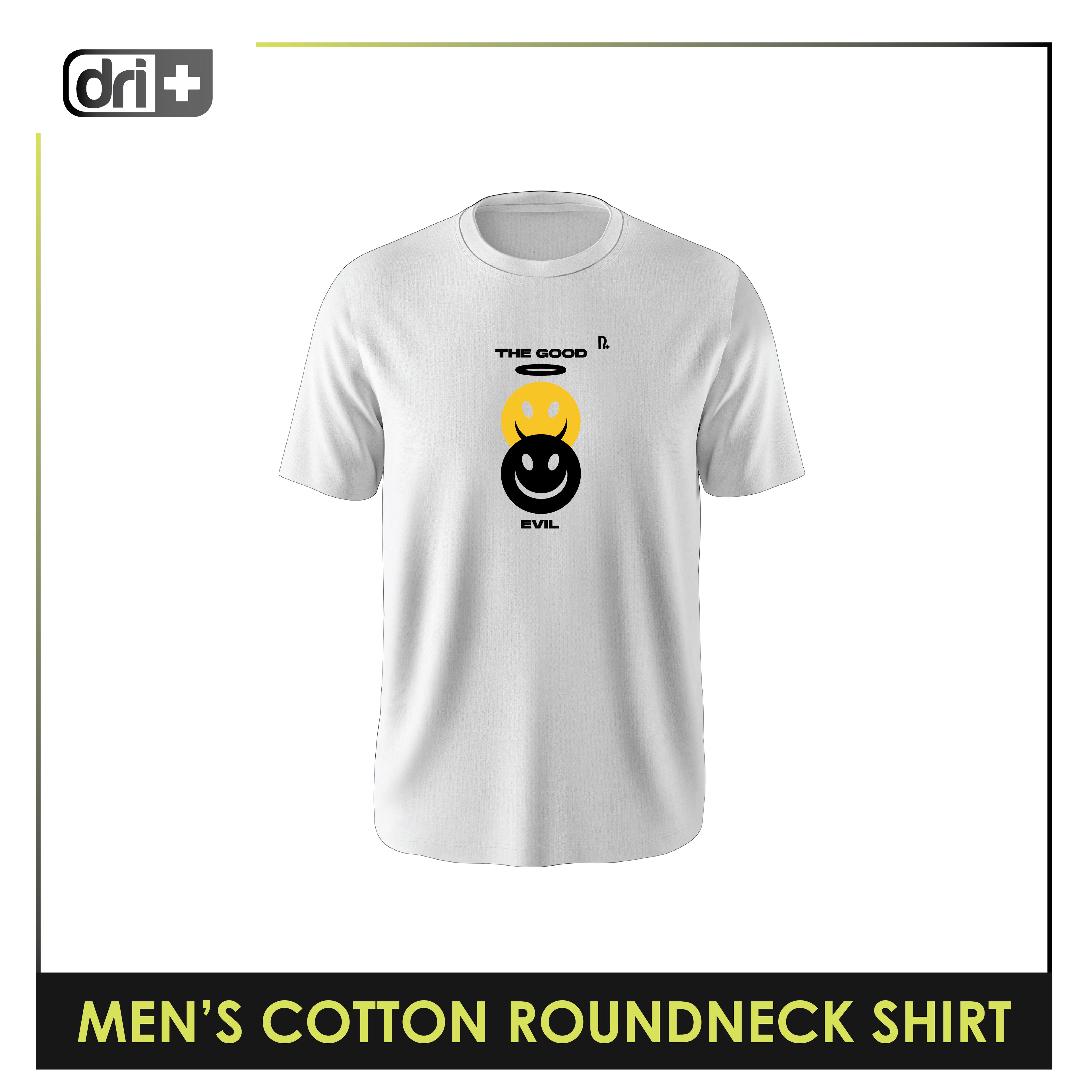 Dri Plus Men’s Anti-Odor Sweat Wicking Cotton The Good Evil Roundneck Shirt 1 piece DUMSRC612