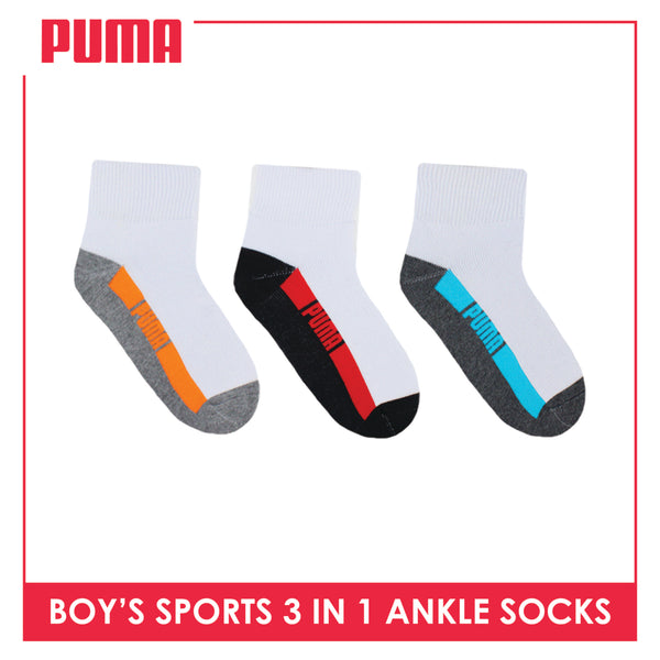 Puma Boys’ Cotton Thick Sports Ankle Socks 3 pairs in a pack PBSKG20