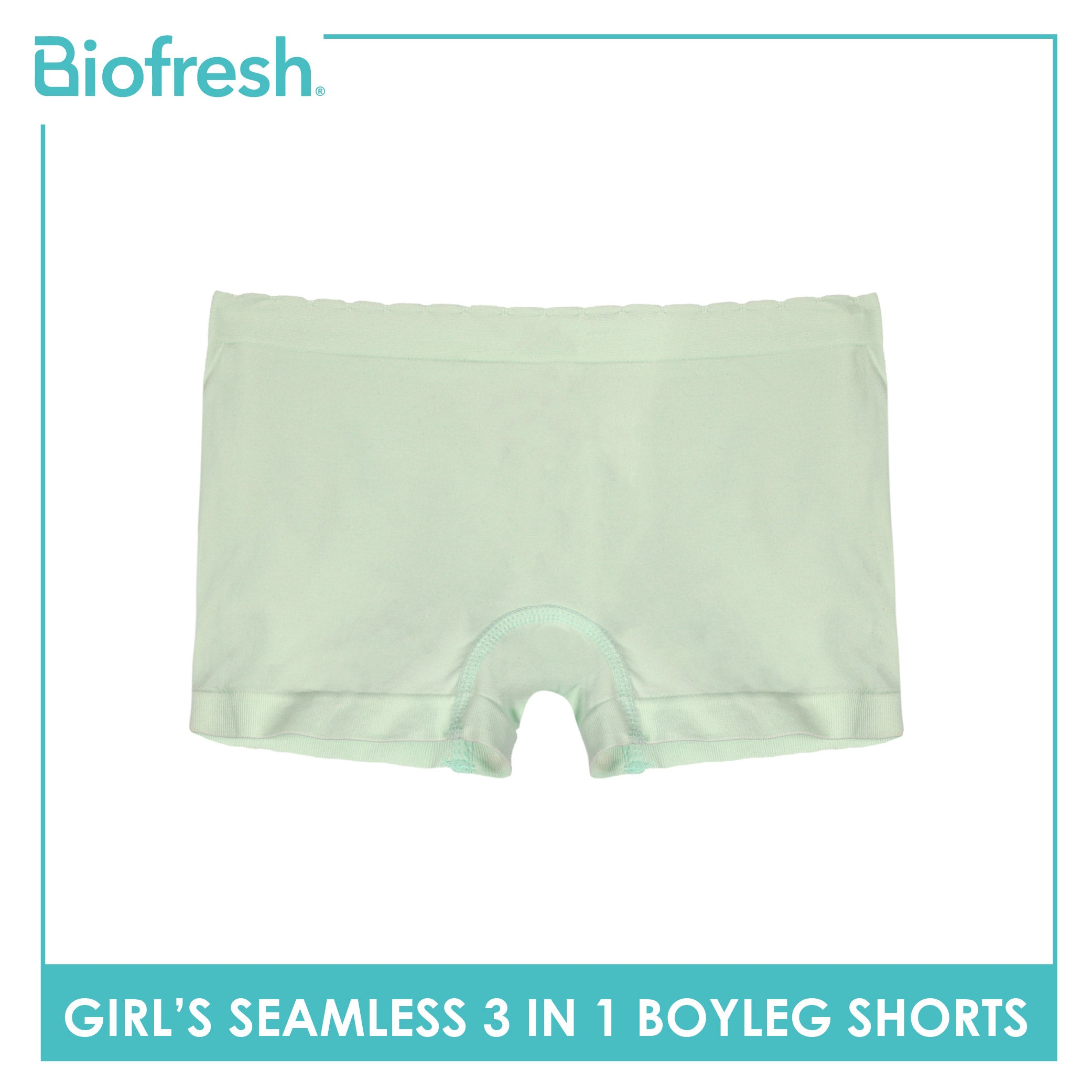 Biofresh Girls’ Antimicrobial Seamless Panty Boyleg Shorts 3 pieces in a pack UGPBG4