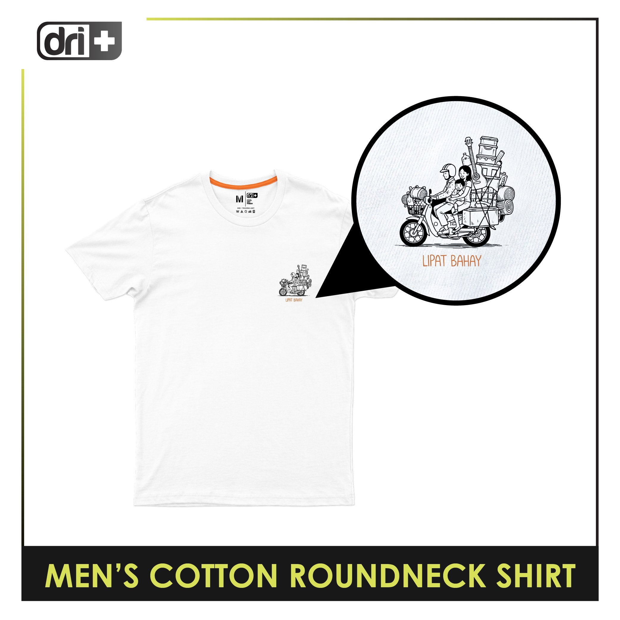 Dri plus Men's Cooltura Anti-Odor Sweat Wicking Cotton Roundneck Shirt Collection 1 piece DUMSRC614
