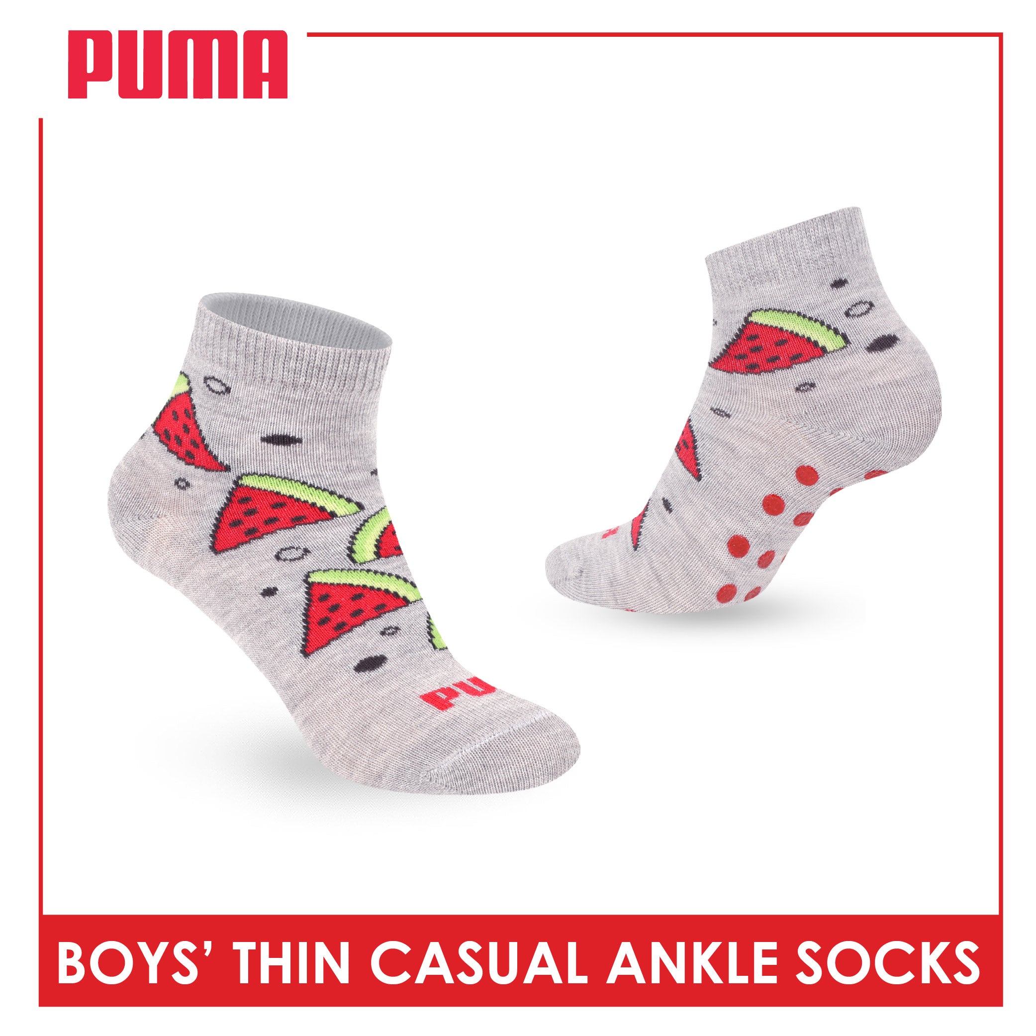 Puma Boys' Gripper Anti Slip Thin Casual Ankle Socks 1 pair PBCR612