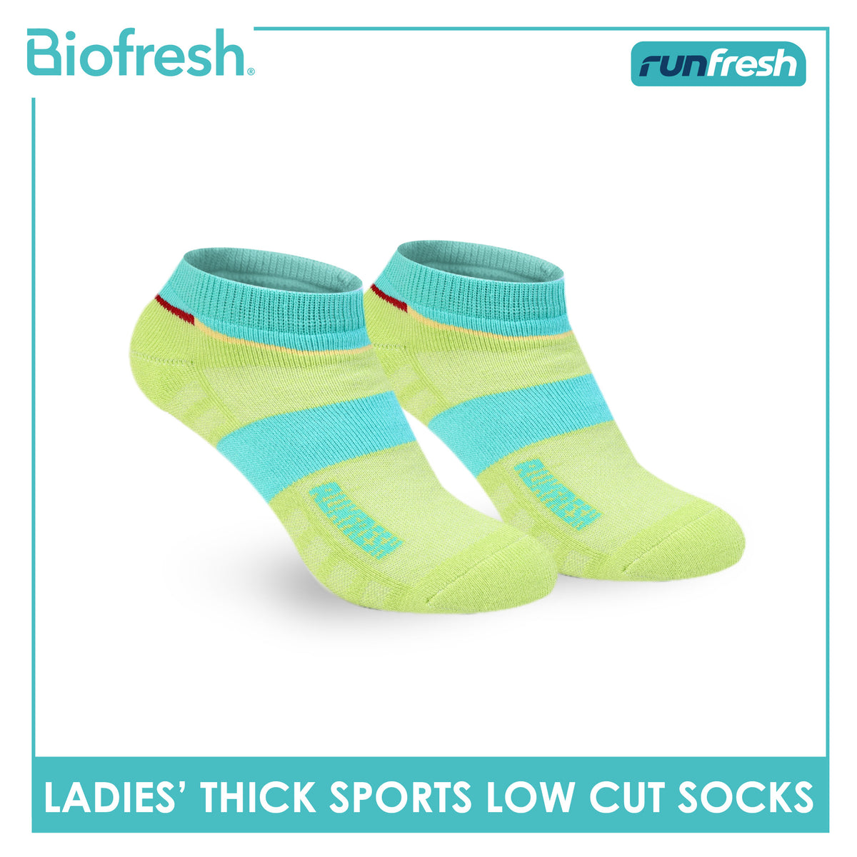 Biofresh Runfresh Ladies' Antimicrobial Cotton Thick Sports Low Cut Socks 1 pair RRLS611