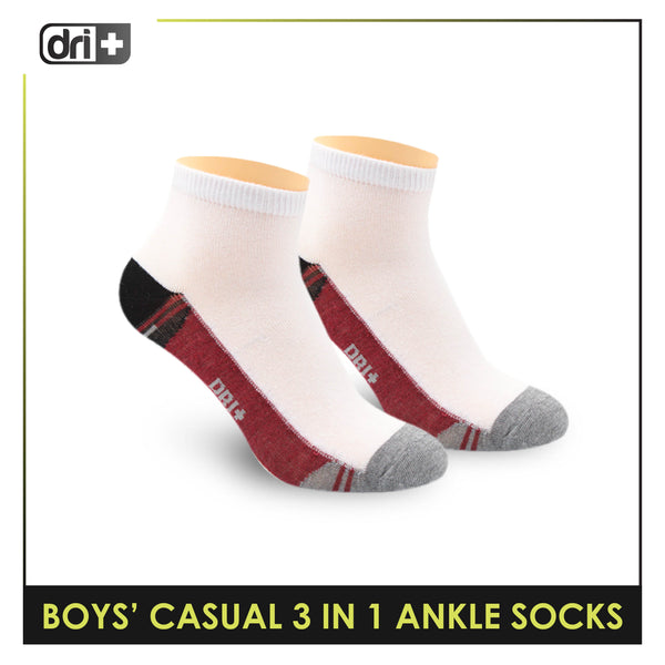 Dri Plus Boys Thin Casual Ankle Socks 3 pairs in a pack DBCKG7