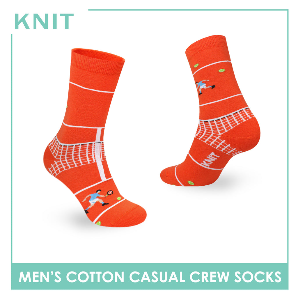 Knit Men's Tennis (Orange) Cotton Thin Casual Crew Socks 1 pair KMC531