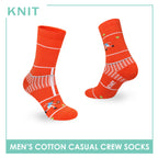 Knit Men's Tennis (Orange) Cotton Thin Casual Crew Socks 1 pair KMC531