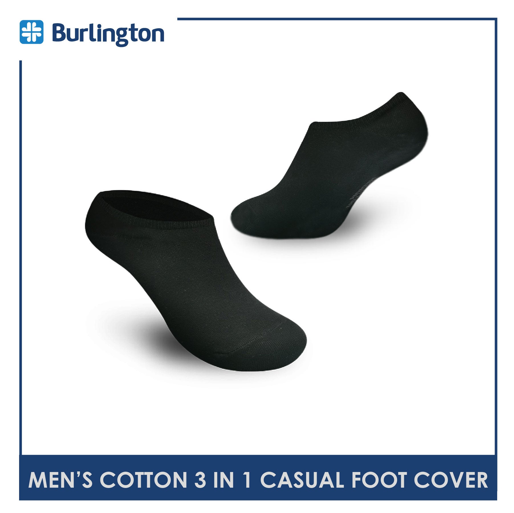 Burlington Men's Cotton Lite Casual No Show Socks 3 pairs in a pack BMFCCG3