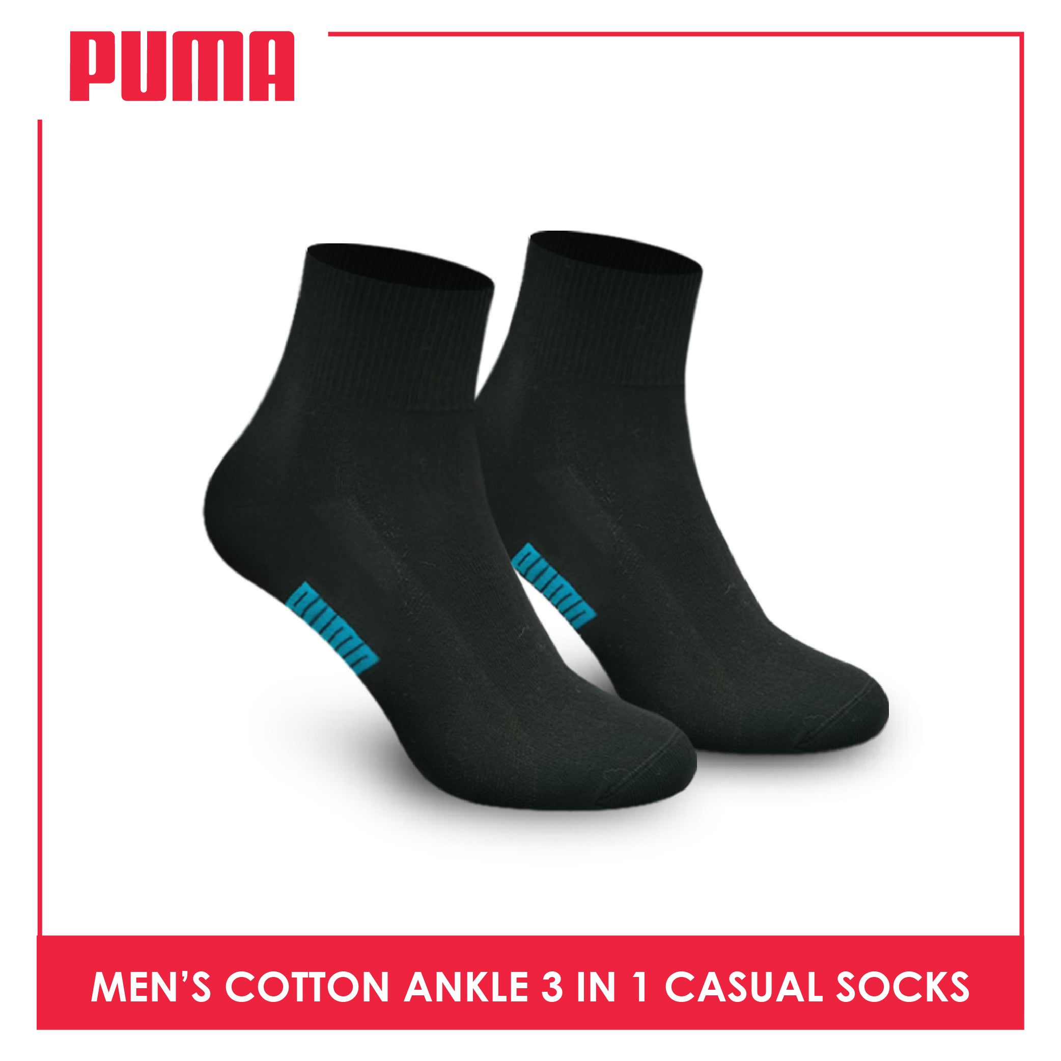 Puma Men's Cotton Lite Thin Casual Ankle Socks 3 pairs in a pack PMCKG2