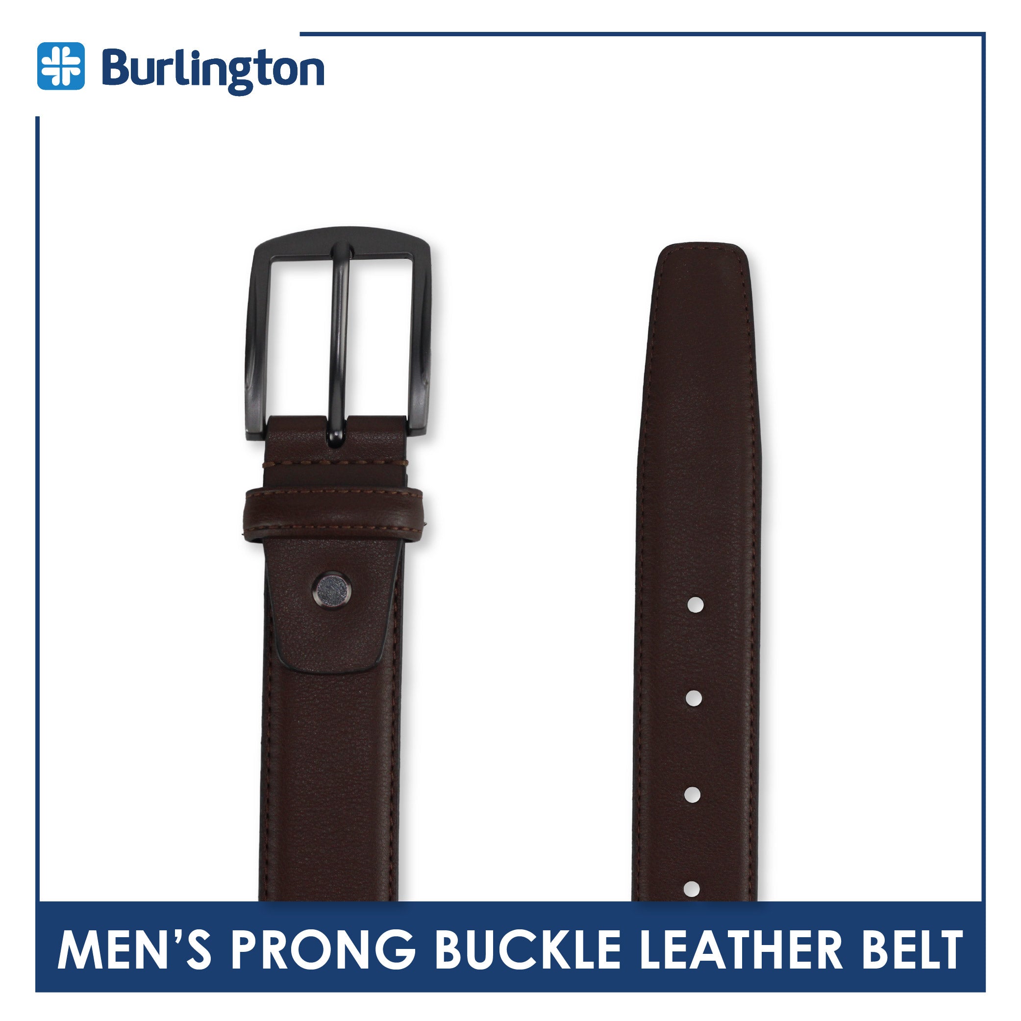 Burlington Men's Prong Buckle Genuine Leather Belt 1 piece JMLP511