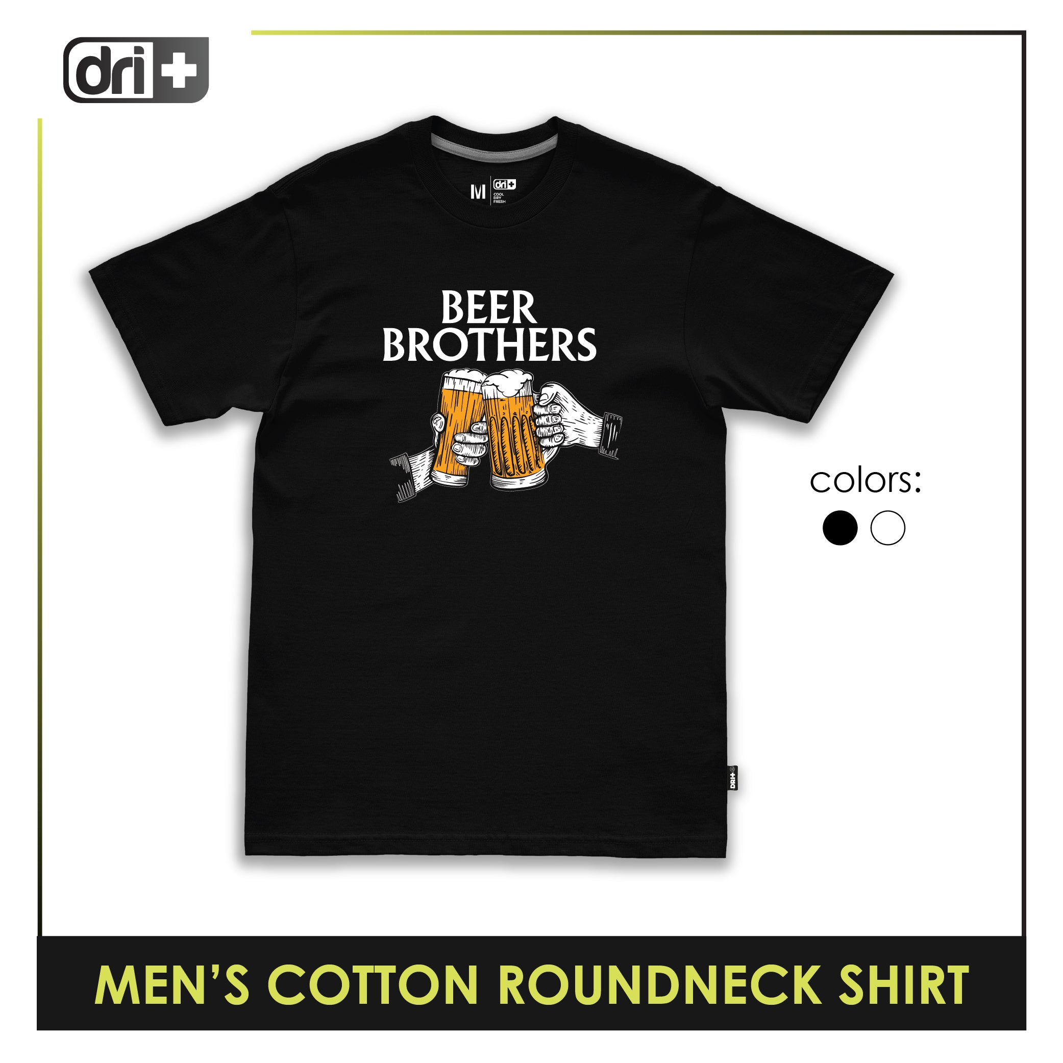 Dri Plus Beer Brothers Men’s Anti-Odor Sweat Wicking Cotton Roundneck Shirt 1 piece DUMSRC5310