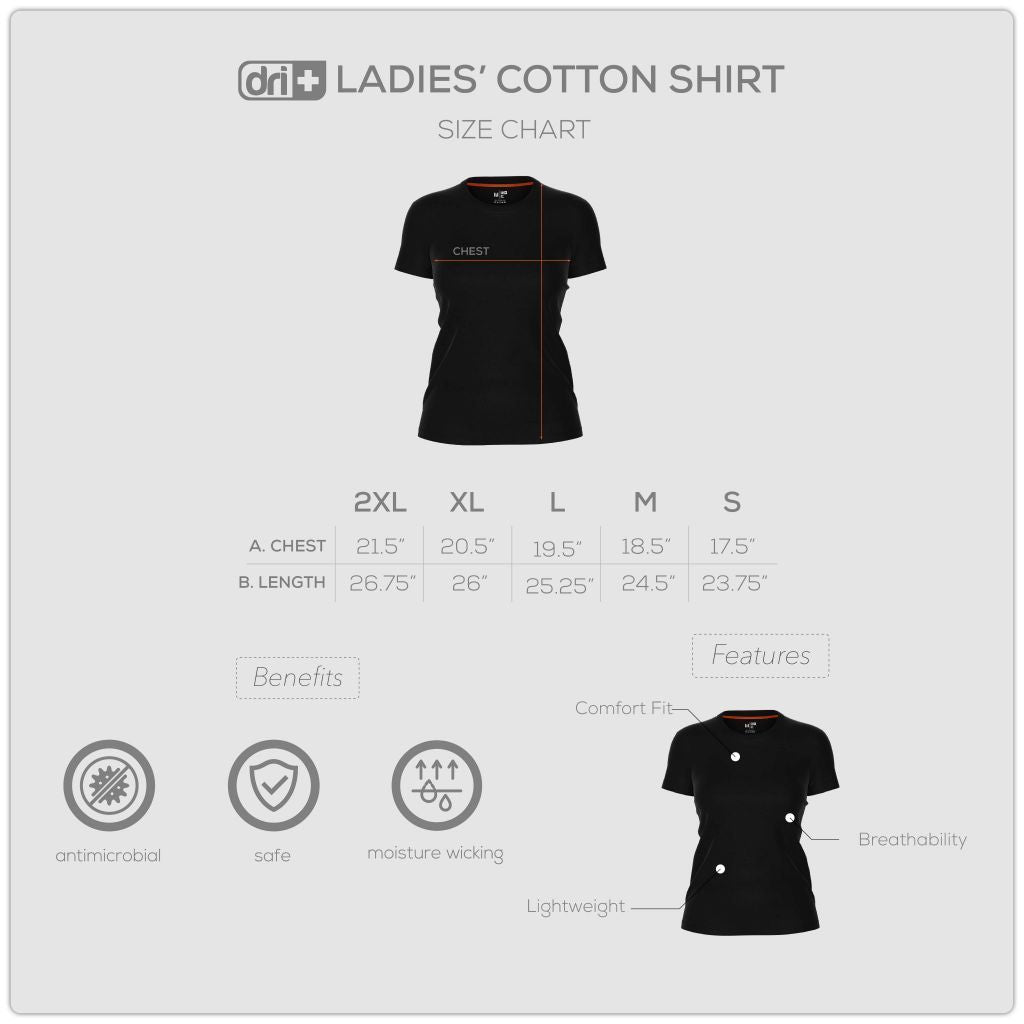 Dri Plus Ladies'  Mystical Six Anti-Odor Sweat Wicking Cotton Roundneck Shirt 1 piece DULSRC631