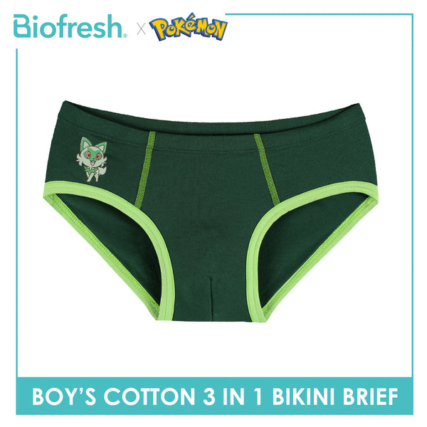 Biofresh | Pokemon Boys’ Antimicrobial Cotton Bikini Brief 3 pieces in a pack PKBBKG531