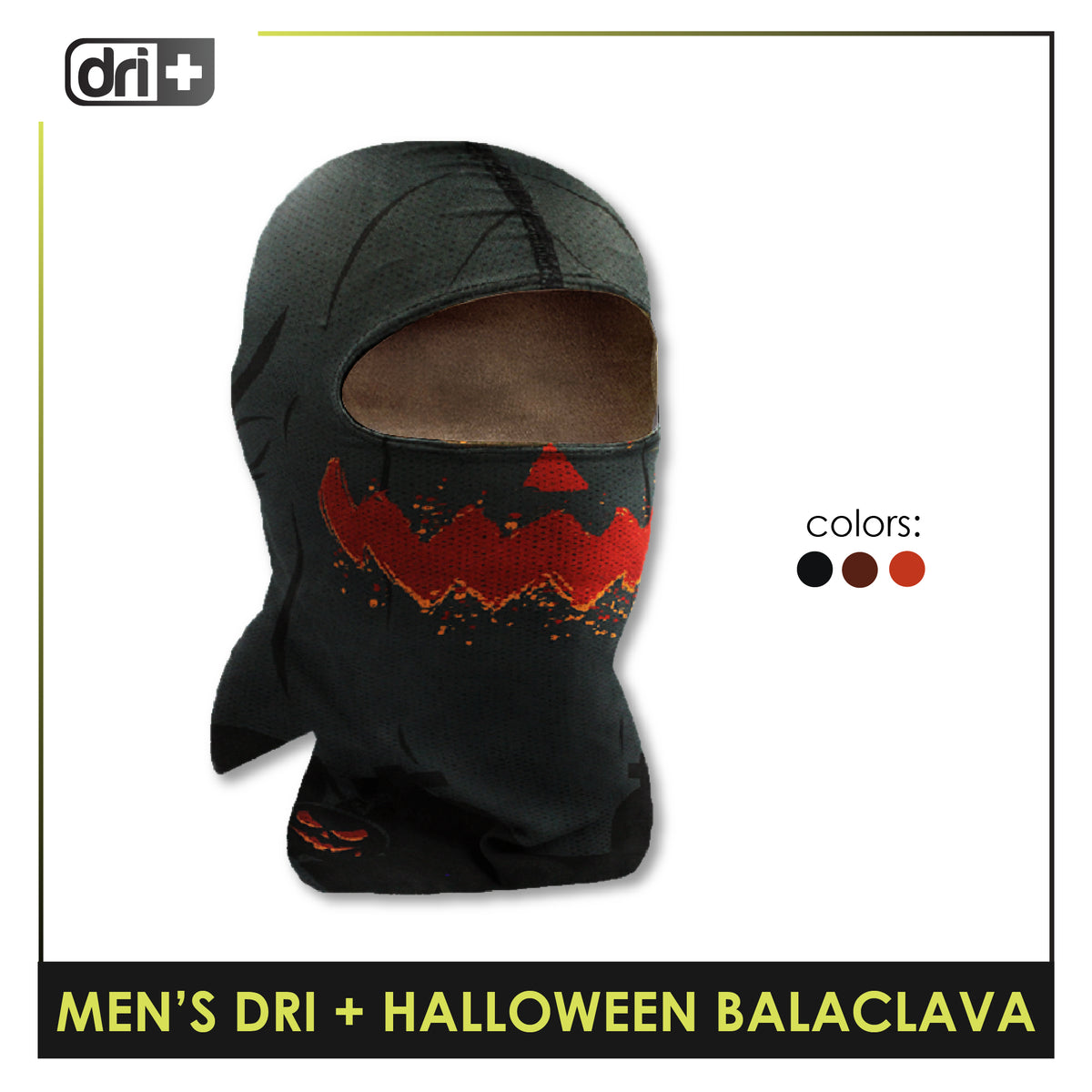 Dri Plus Men's Halloween Pumpkin Washable Moisture Wicking Balaclava 1 piece DUMBH631