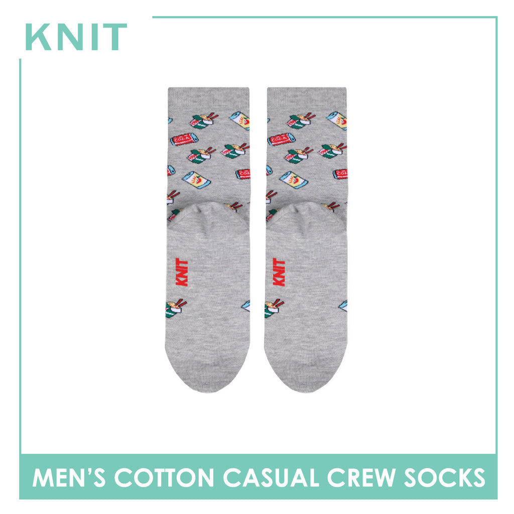 Knit Men's Food (Lt. Gray) Cotton Thin Casual Crew Socks 1 pair KMC531