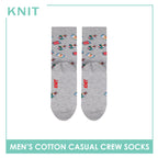 Knit Men's Food (Lt. Gray) Cotton Thin Casual Crew Socks 1 pair KMC531
