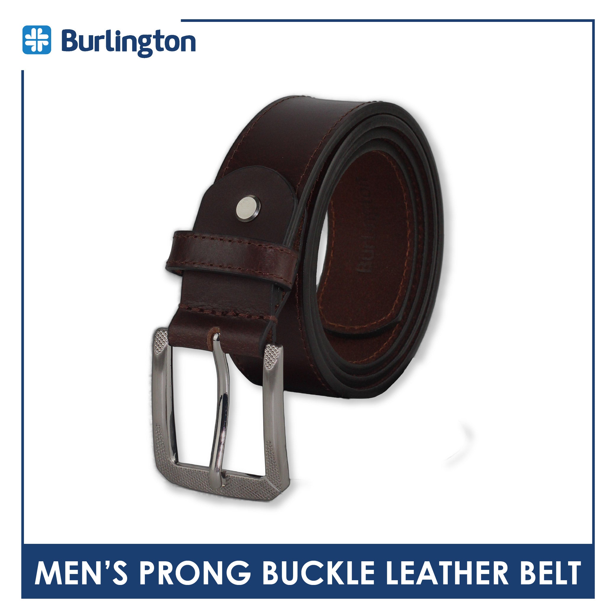 Burlington Men's Prong Buckle Genuine Leather Belt 1 piece JMLP512