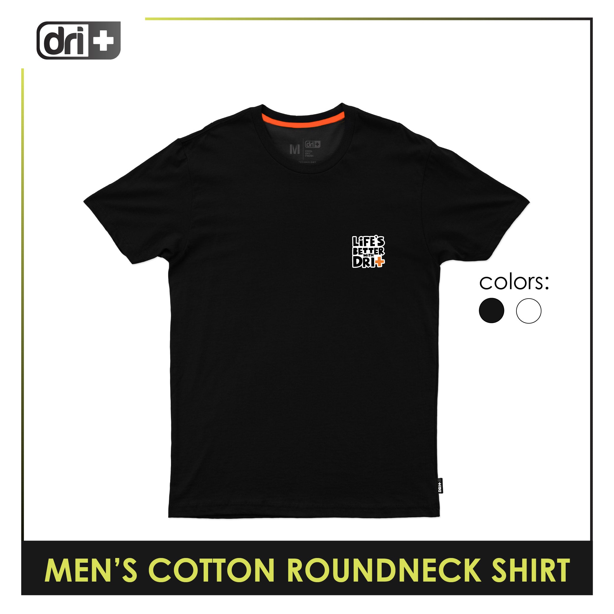 Dri plus Men's Cooltura Anti-Odor Sweat Wicking Cotton Roundneck Shirt 1 piece DUMSRC615