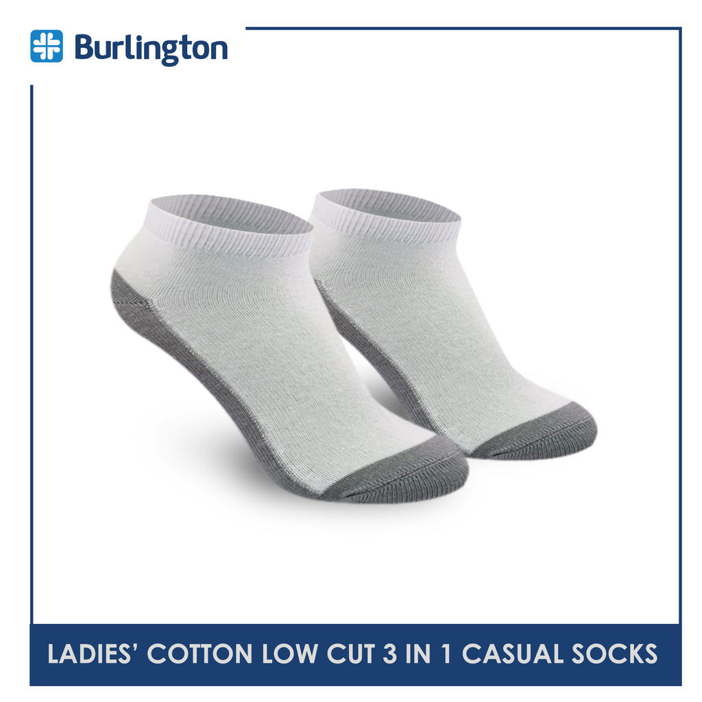 Burlington Ladies' Cotton Low Cut Lite Thin Casual Socks 3 pairs in 1 pack 621B