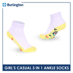 Burlington Girls’ Cotton Casual Ankle Socks 3 pairs in 1 pack BGCKG70